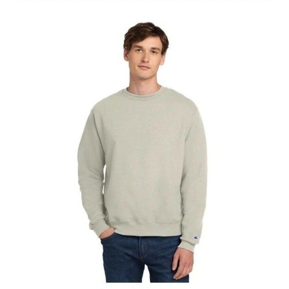 Champion Men's Beige Fleece Crew Neck Sweatshirt Long Sleeve Regular XXL